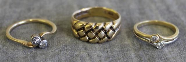 Appraisal: JEWELRY kt and kt Gold Ring Grouping Includes an S