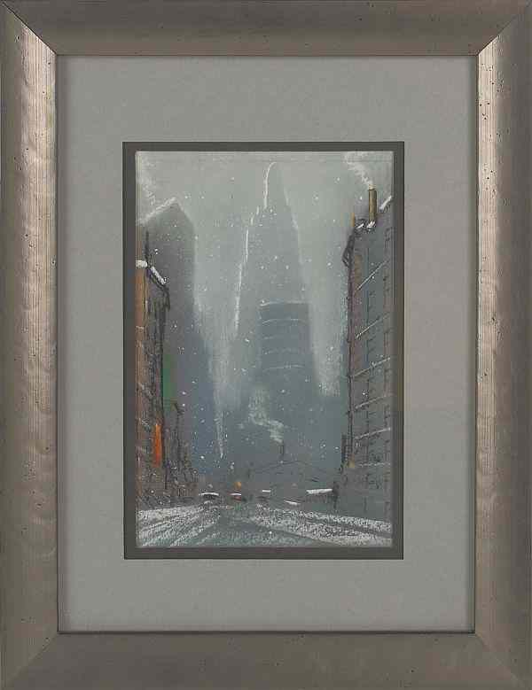 Appraisal: Leon Louis Dolice American - pastel winter cityscape signed lower