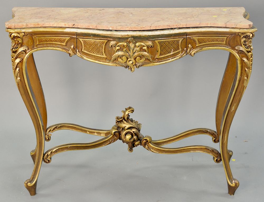 Appraisal: French style marble top pier table ht in wd in