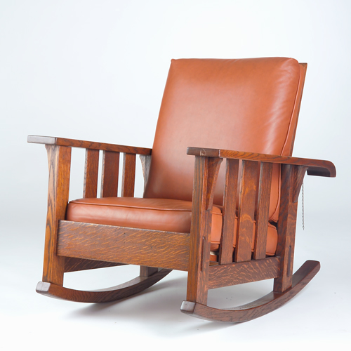 Appraisal: STICKLEY BROTHERS Morris rocker with long curved arms over three