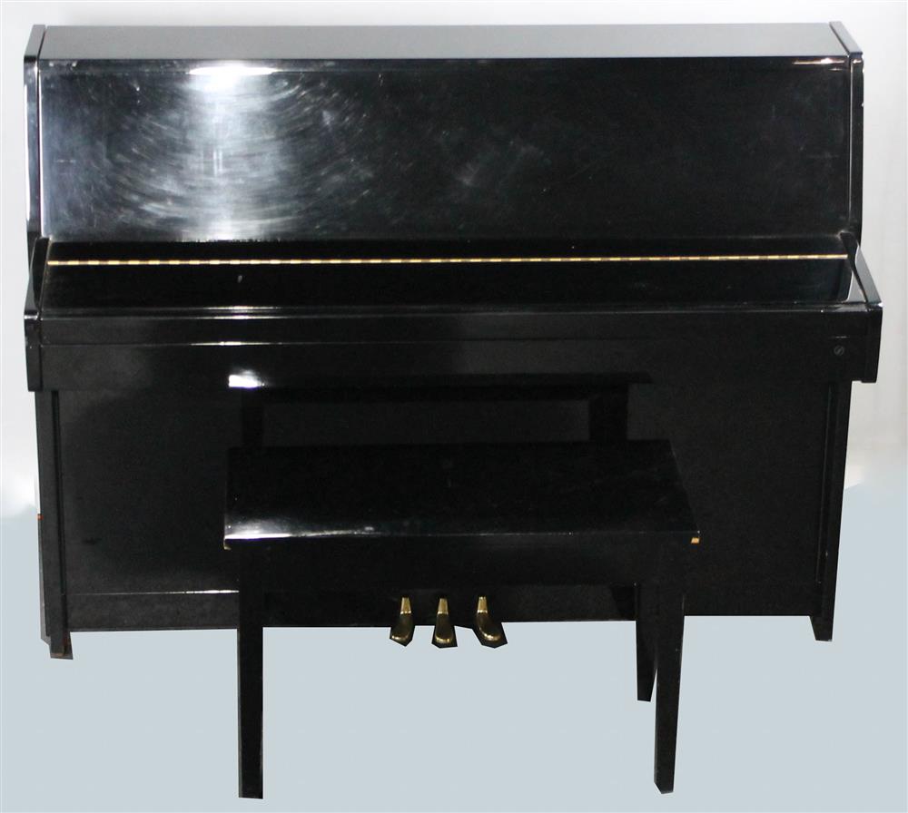 Appraisal: KAWAI EBONIZED UPRIGHT PIANO WITH STOOL contemporary style high gloss