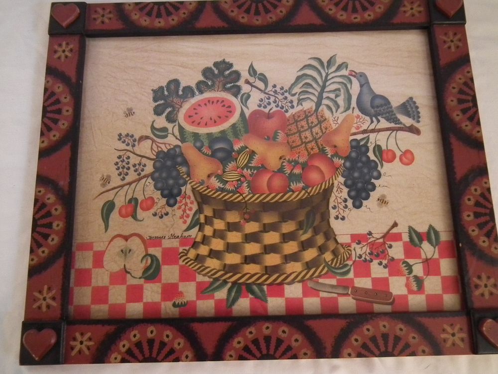 Appraisal: T GRAHAM THEOREM Vintage folk art still life painting on