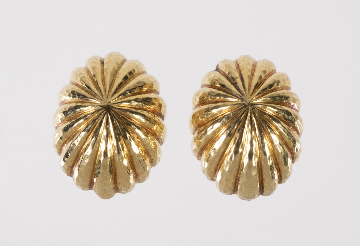 Appraisal: VINTAGE CARTIER K GOLD EARRINGS Vintage hammered ribbed K gold