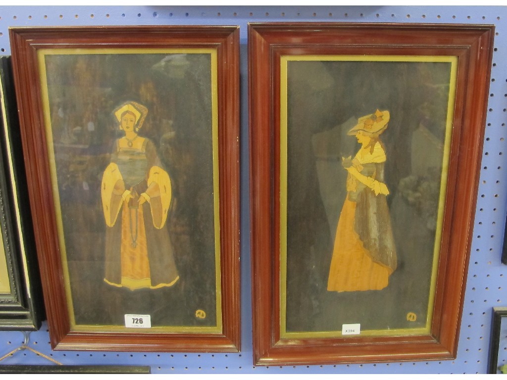 Appraisal: Two wooden panels depicting ladies