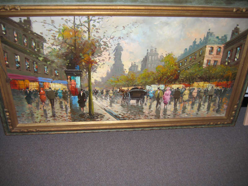 Appraisal: CARBONNE FRENCH TH CENTURY Parisian street scene oil on canvas