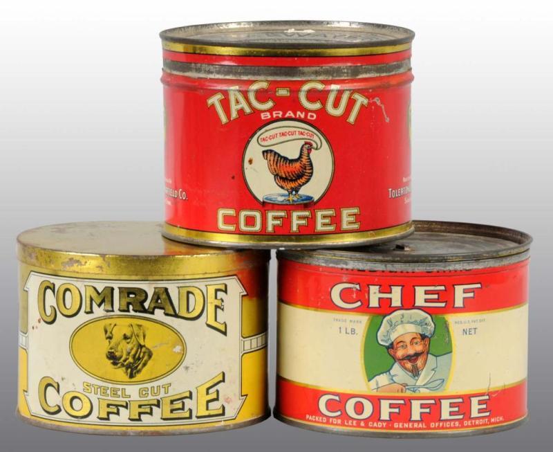 Appraisal: Lot of -Pound Coffee Tins Description Includes one for Comrade