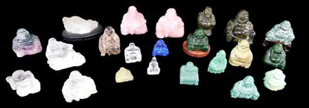 Appraisal: Carved hardstone Buddhas twenty-two pieces th C semi-precious stones include