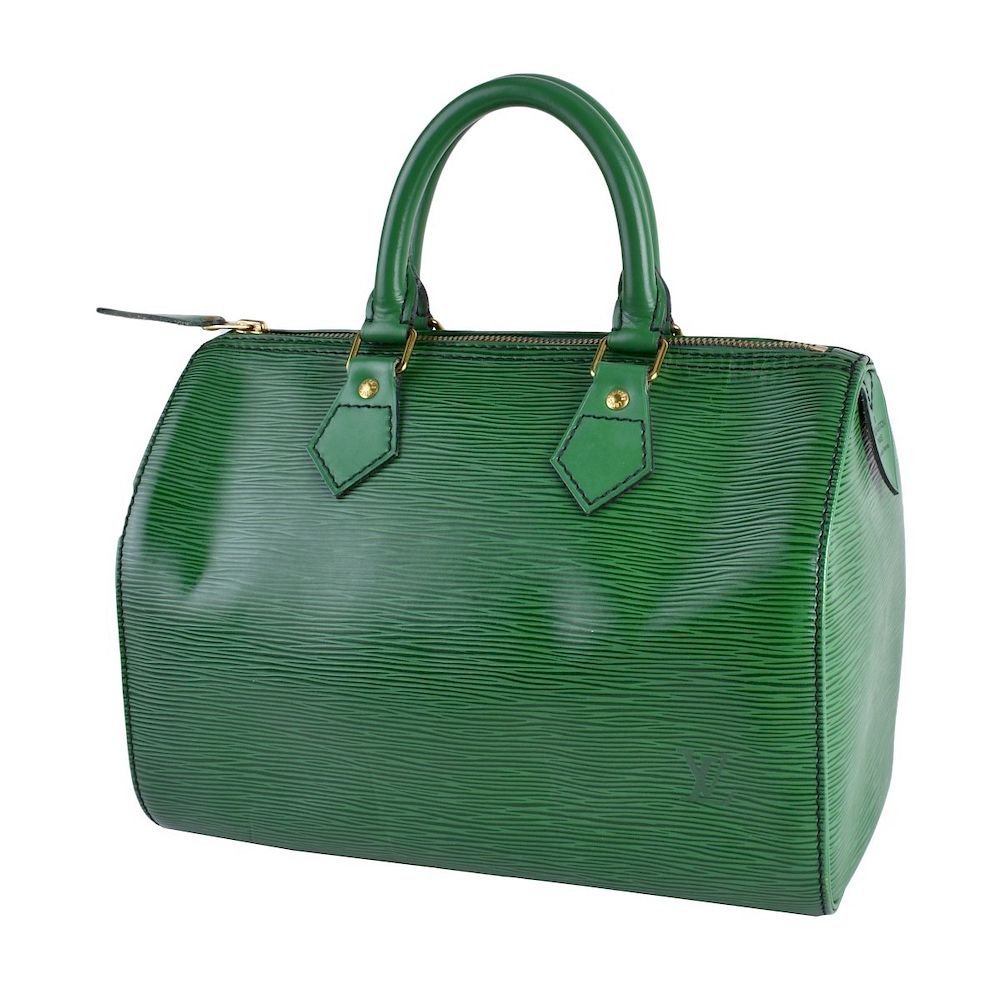 Appraisal: Louis Vuitton Green Epi Leather Speedy Bag Louis Vuitton Green