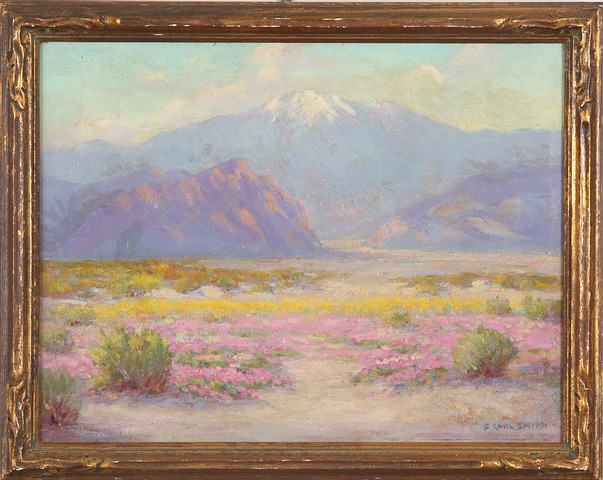 Appraisal: Mountian landscape oil on canvas SLR F Carl Smith Artist