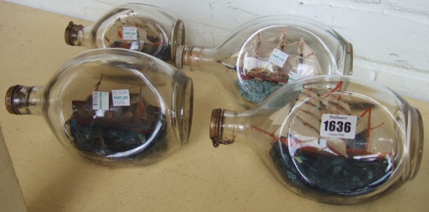 Appraisal: Four Haig ships in glass bottles th century