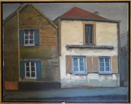 Appraisal: JAPANESE SCHOOL TWO HOUSES OIL ON CANVAS X CM JAPANESE