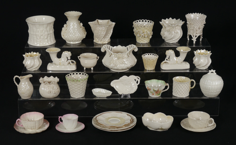 Appraisal: A GOOD COLLECTION OF BLACK MARK BELLEEK PORCELAIN Approx pieces