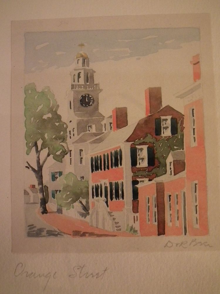 Appraisal: DORIS BEER NANTUCKET WATERCOLOR Miniature watercolor painting of Nantucket with