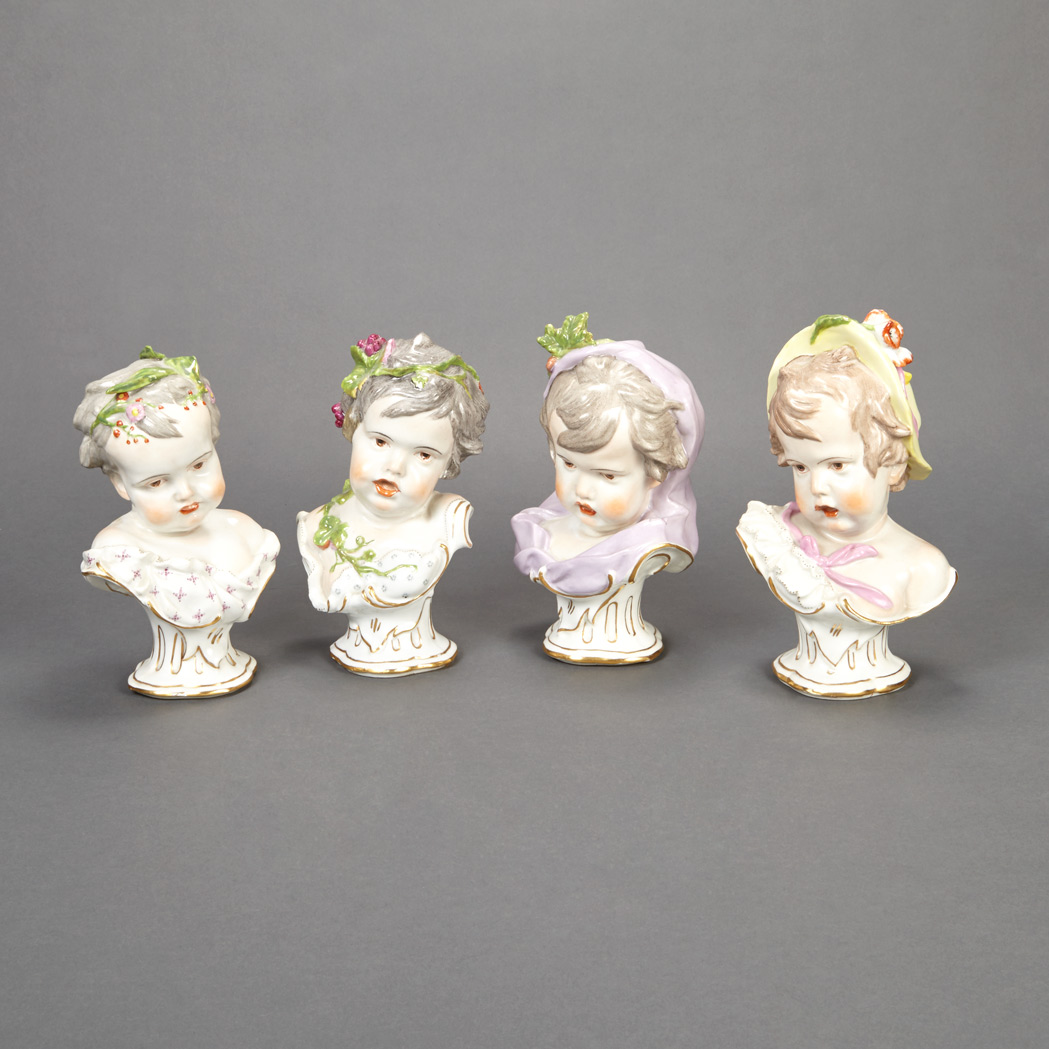 Appraisal: Set of Four Continental Porcelain Allegorical Busts of the Four