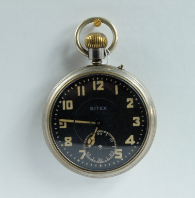 Appraisal: Sitex Military pocket watch with black dial not working