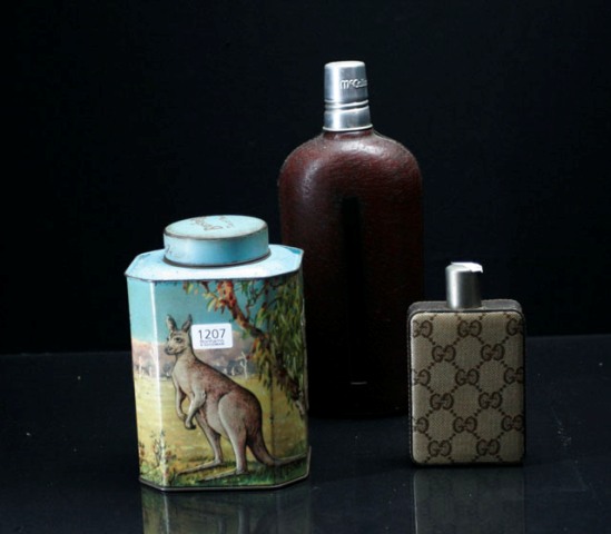 Appraisal: A vintage Gucci hip flask together with a McCallum Whiskey