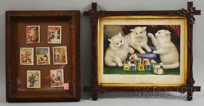 Appraisal: Tramp Art Notch-carved Frame with Miniature Children's Books and a