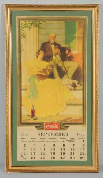 Appraisal: Coca-Cola Calendar Framed under glass with a September page No