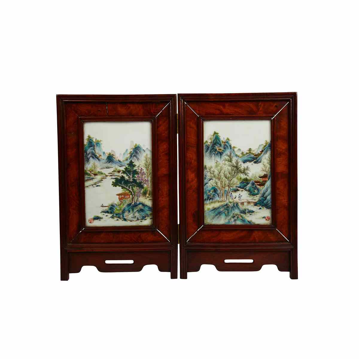 Appraisal: Attributed to Wang Yeting - FOUR PORCELAIN PANELS Each panel