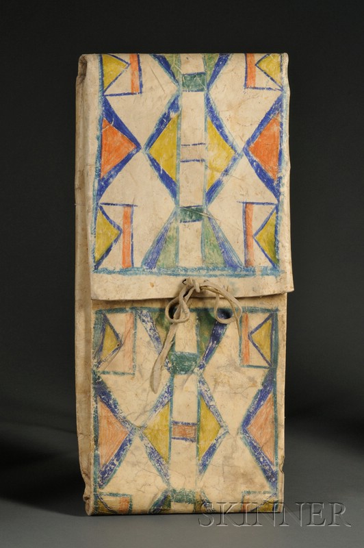 Appraisal: Plains Plateau Polychrome Parfleche Envelope c red yellow green and