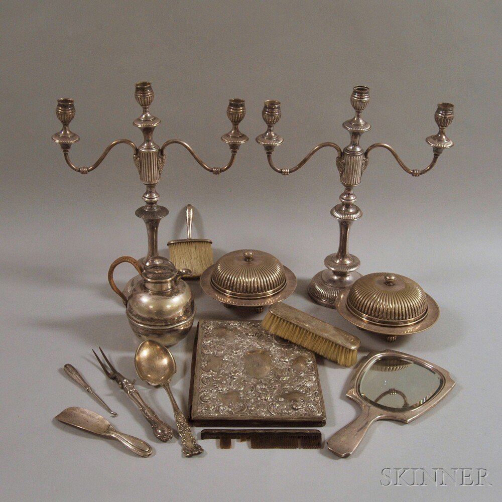 Appraisal: Assorted Group of Silver and Silver-plated Items including a pair