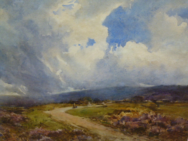 Appraisal: ALBERT GEORGE STEVENS - Figures on a Moorland Path watercolour