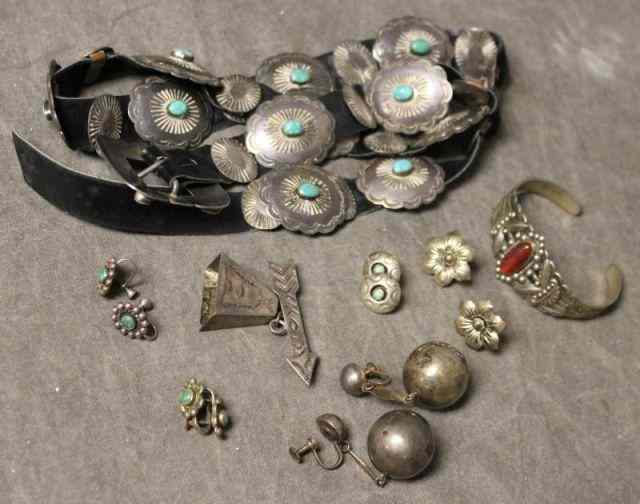 Appraisal: Three Navajo and Other Silver Lot Includes a vintage unmarked