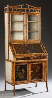 Appraisal: Anglo Indian Bamboo Secretary Bookcase late th c with a