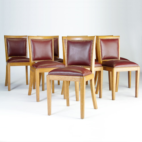 Appraisal: GERMAN BAUHAUS STYLE Set of eight oak dining side chairs