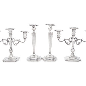 Appraisal: Two Pairs of American Silver Candle Holders comprising a pair