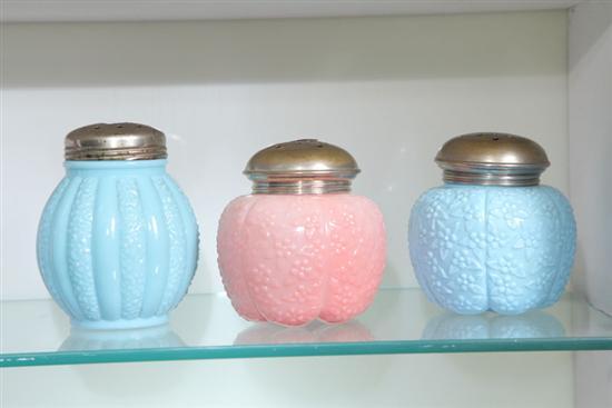 Appraisal: THREE SUGAR SHAKERS Two are in the Forget-Me-Not pattern h