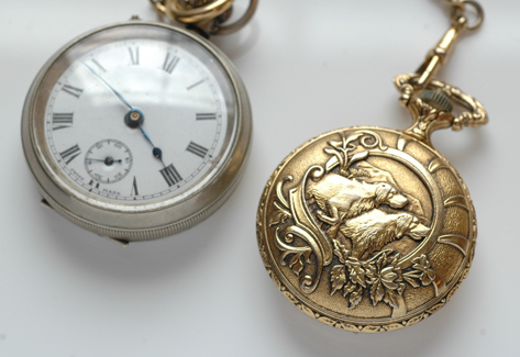 Appraisal: GENTS SILVER PLATED OPEN FACE POCKETWATCH TOGETHER WITH A GILDED