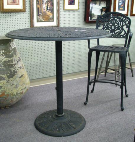 Appraisal: Cast aluminum patio bistro table and stool table is inches