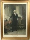 Appraisal: ENGRAVING HANDCOLORED - Portrait of George Washington with facsimile autograph