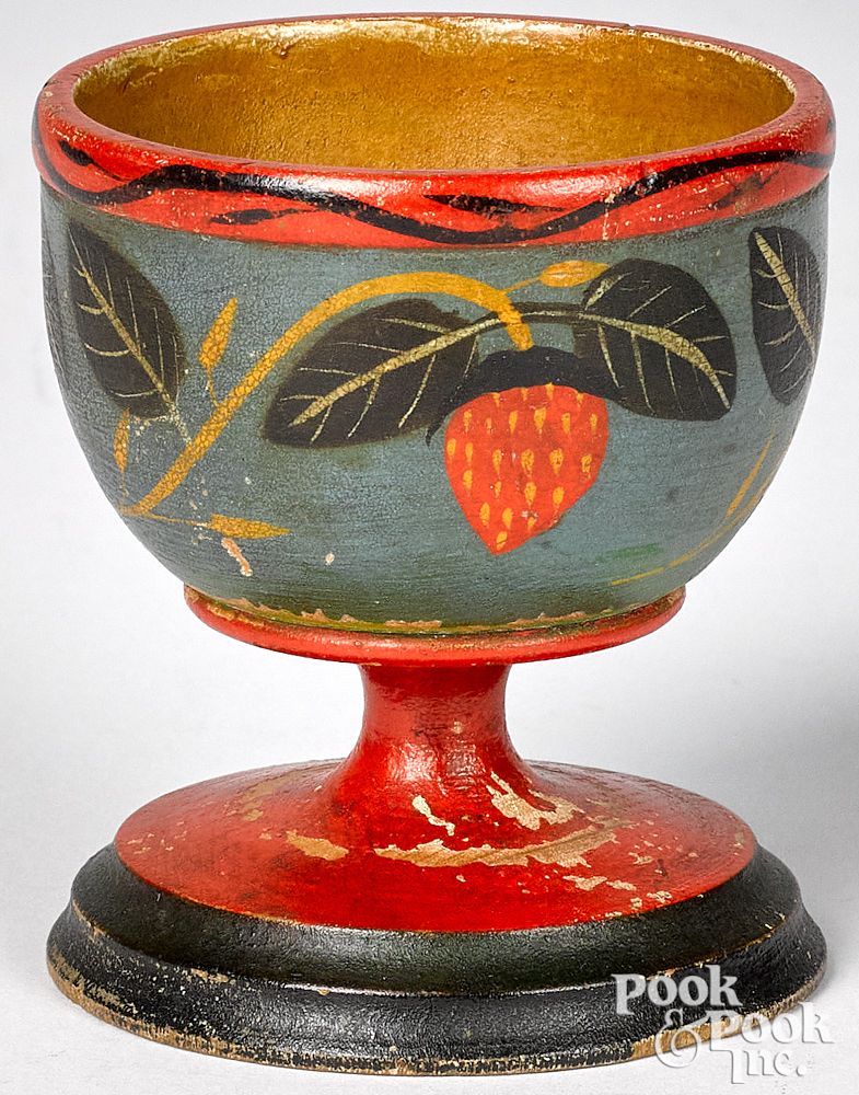 Appraisal: Joseph Lehn turned and painted egg cup Joseph Lehn Lancaster