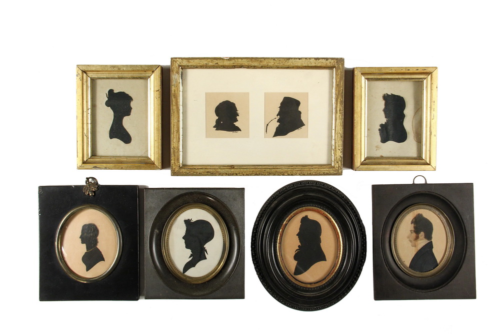 Appraisal: SILHOUETTES IN FRAMES FRAMED MINIATURE PORTRAIT - All first half