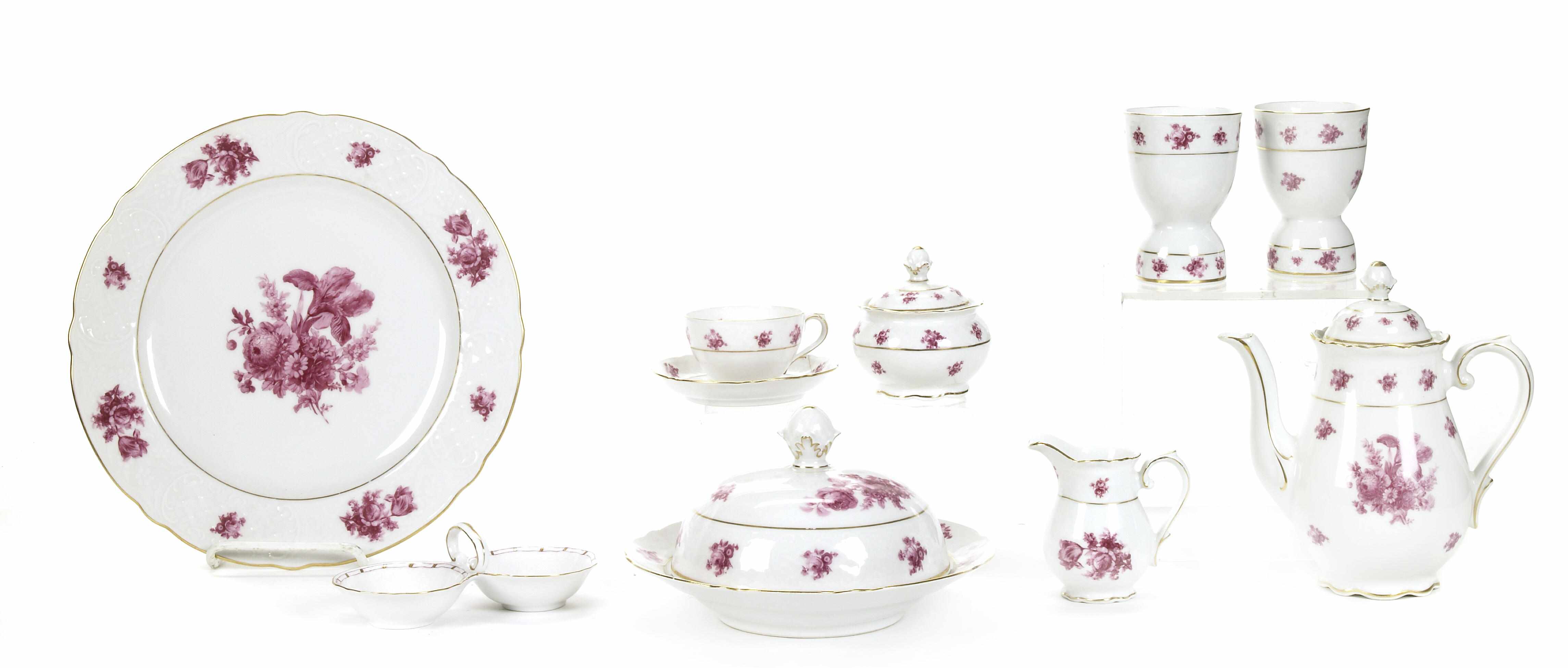 Appraisal: A Bavarian porcelain part dinner and tea service with floral