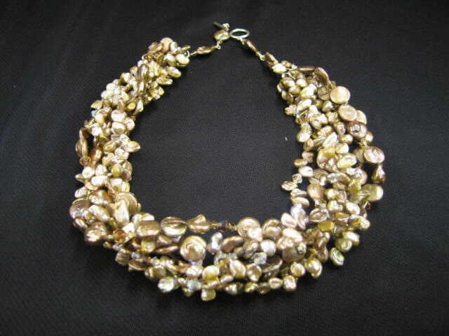 Appraisal: Pearl Necklace strand of peacock pearls swarovski crystals designer type