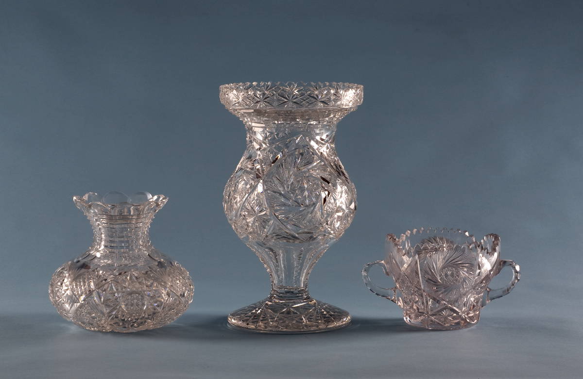 Appraisal: THREE AMERICAN BRILLIANT CUT GLASS VASES CIRCA - Height of