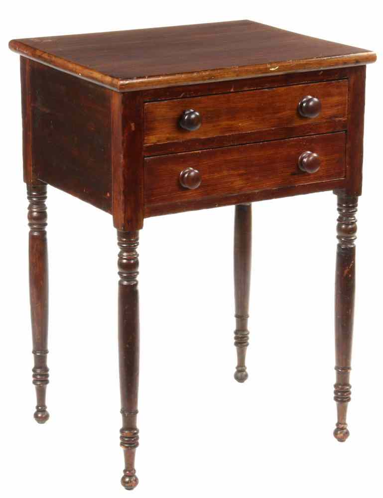 Appraisal: STAND - Two drawer mahogany stand with turned pulls set