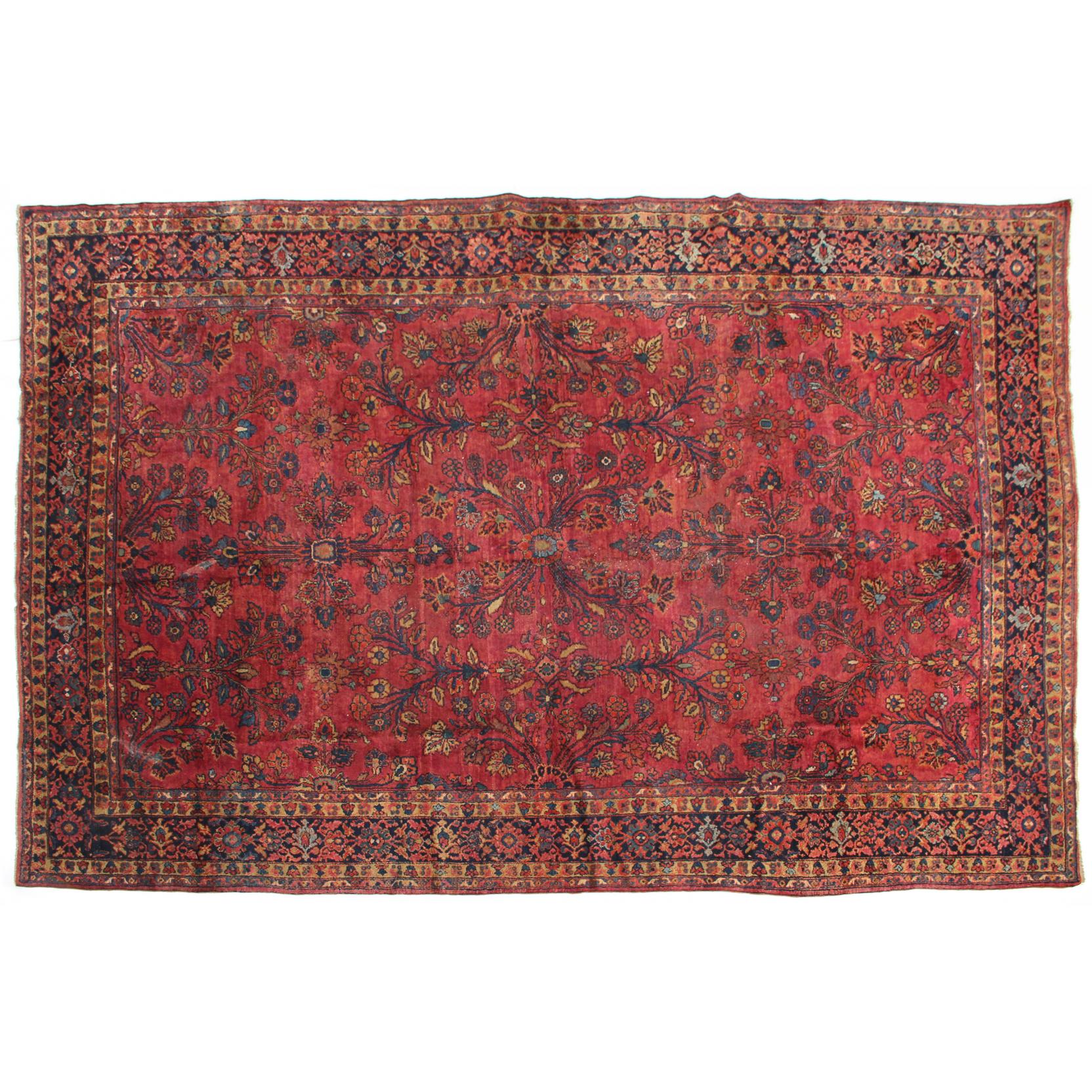 Appraisal: Vintage Mahal Carpet circa in a Sarouk design the burgundy