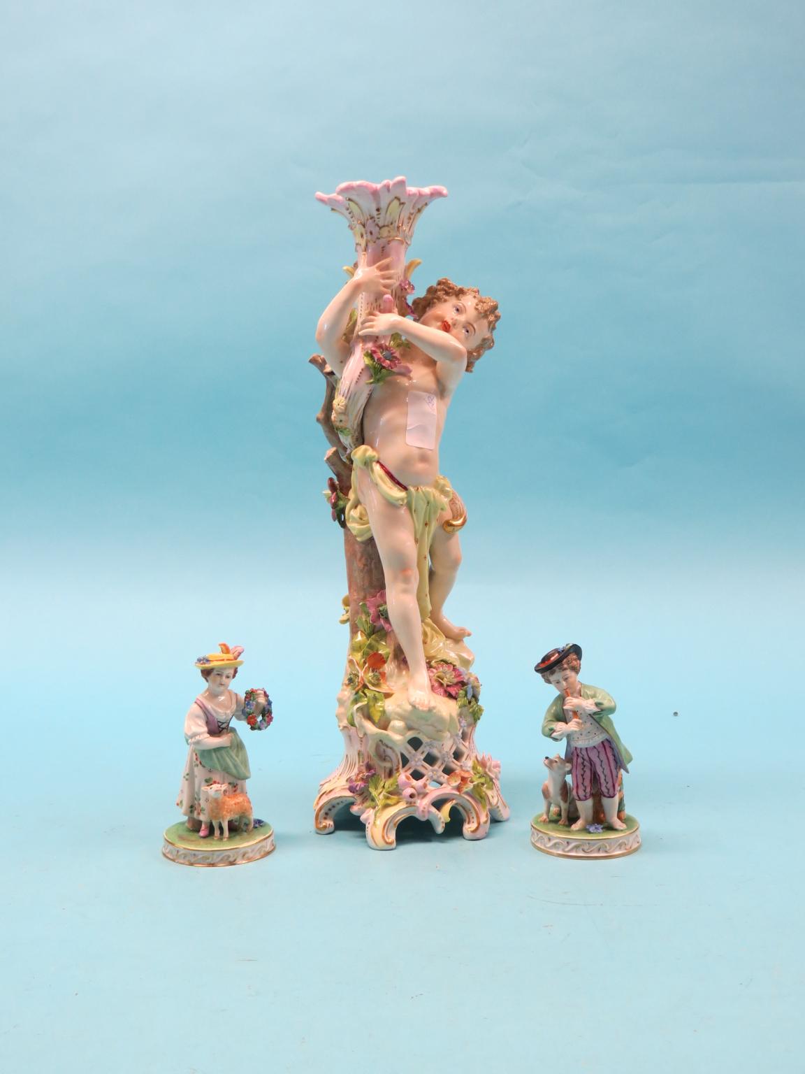 Appraisal: A pair of Dresden porcelain figures male with dog female