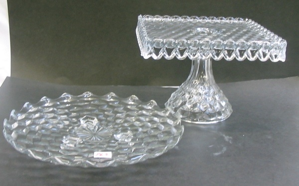 Appraisal: FOSTORIA AMERICAN PATTERN CAKE STAND AND FOOTED SWEETS TRAY The