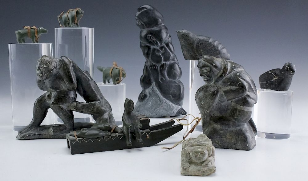 Appraisal: Alaskan Inuit Carved Stone Figural Art Sculptures Mixed lot of