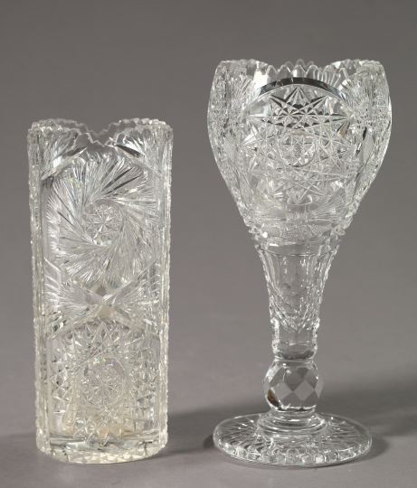 Appraisal: Two American Cut Glass Vases first quarter th century one