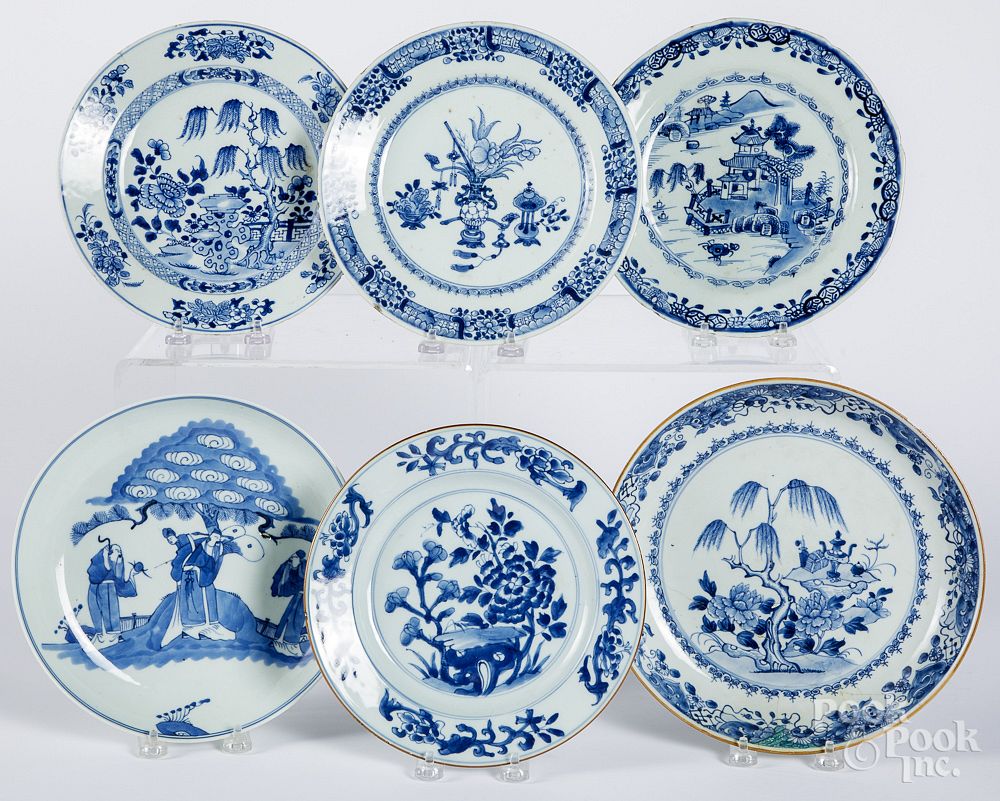 Appraisal: Six Chinese blue and white porcelain plates Six Chinese blue