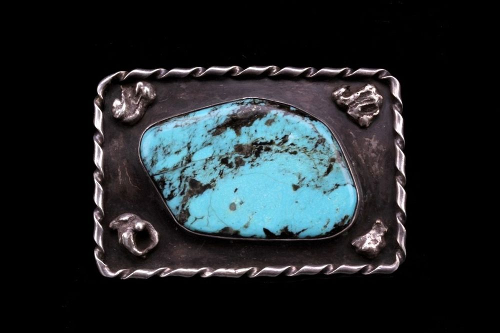 Appraisal: Navajo Sterling Silver Dry Creek Turquoise Buckle For your consideration