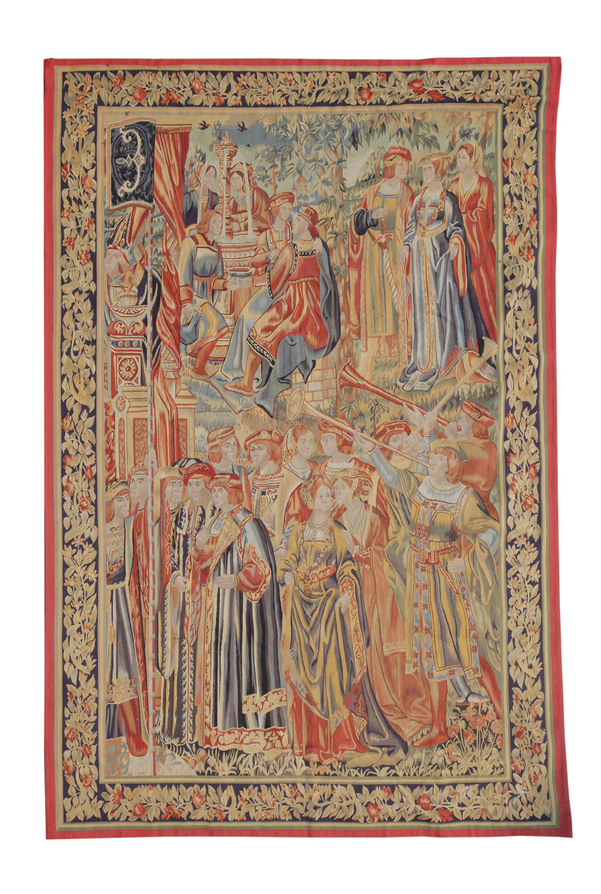 Appraisal: TAPESTRY MEDIEVAL SCENE Probably woven in Belgium th century wool