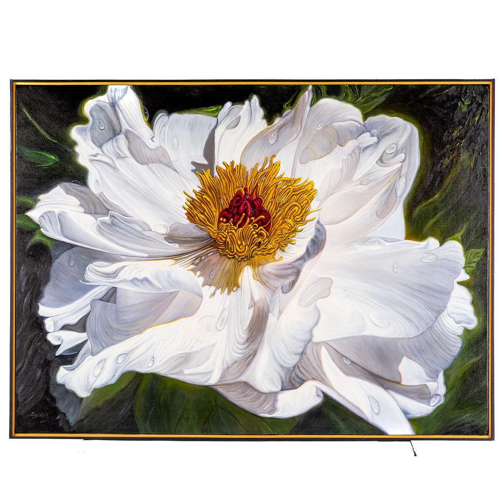 Appraisal: Gary Fox Royal Beauty-Peony oil on canvas American th st