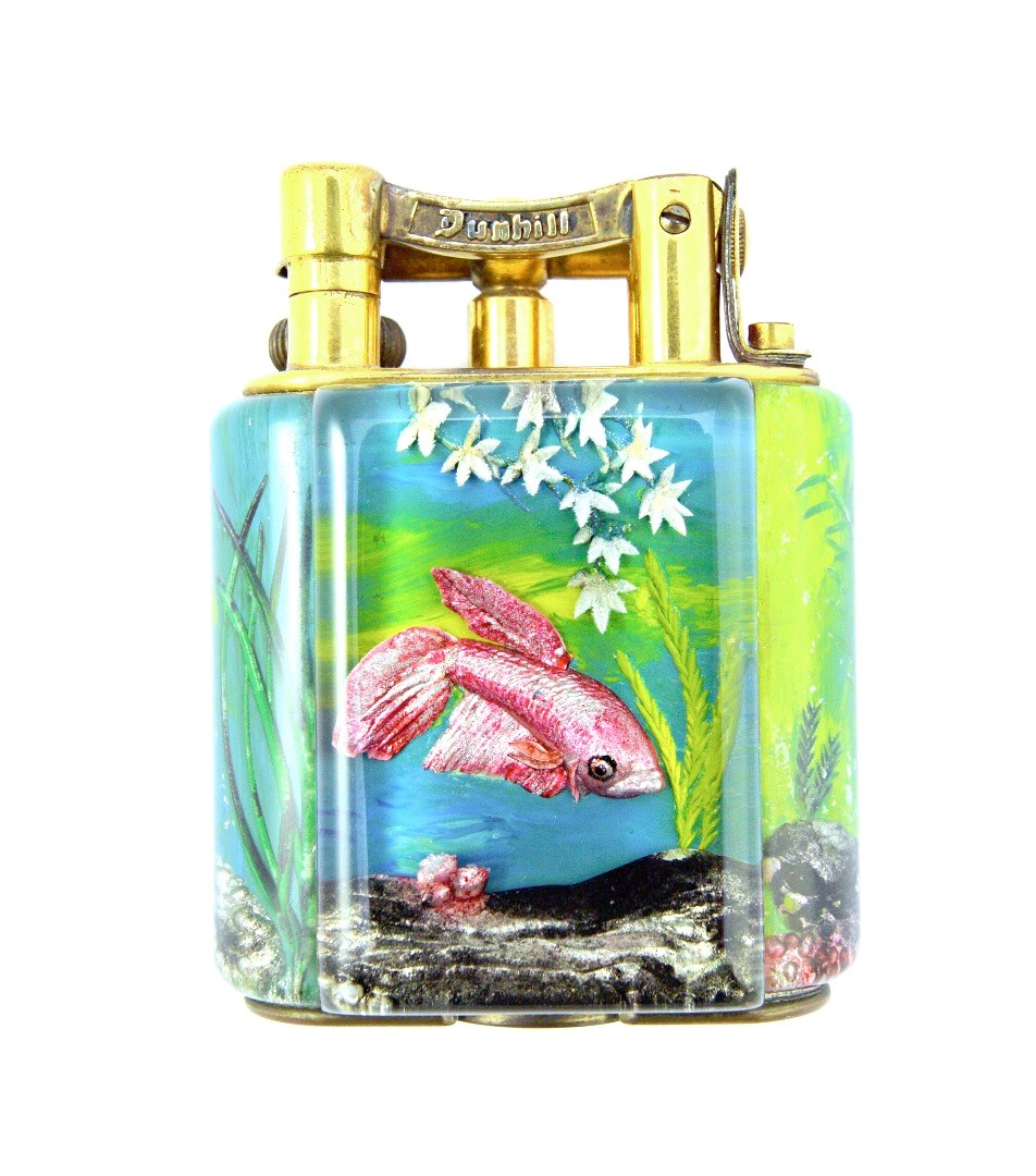 Appraisal: A Dunhill 'Aquarium' table lighter of Service size circa designed